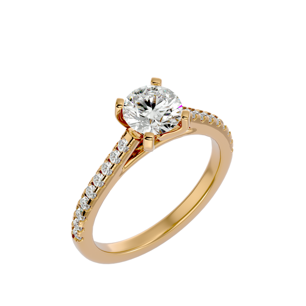 Round Solitaire Ring with Pave band