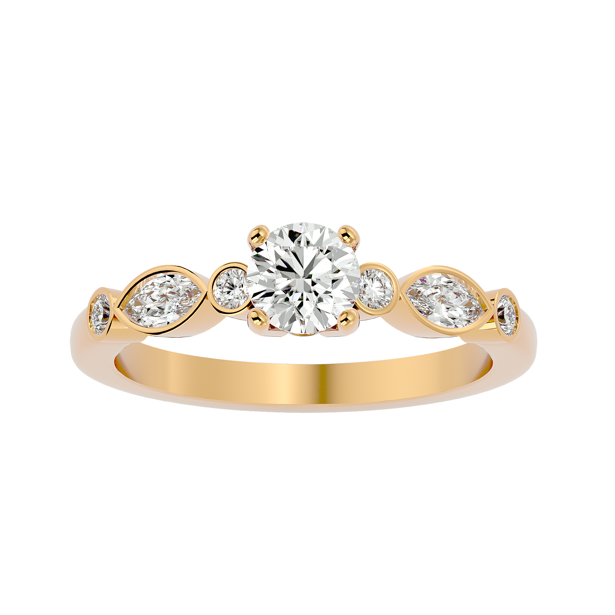 Solitaire & Cluster Marquise Band