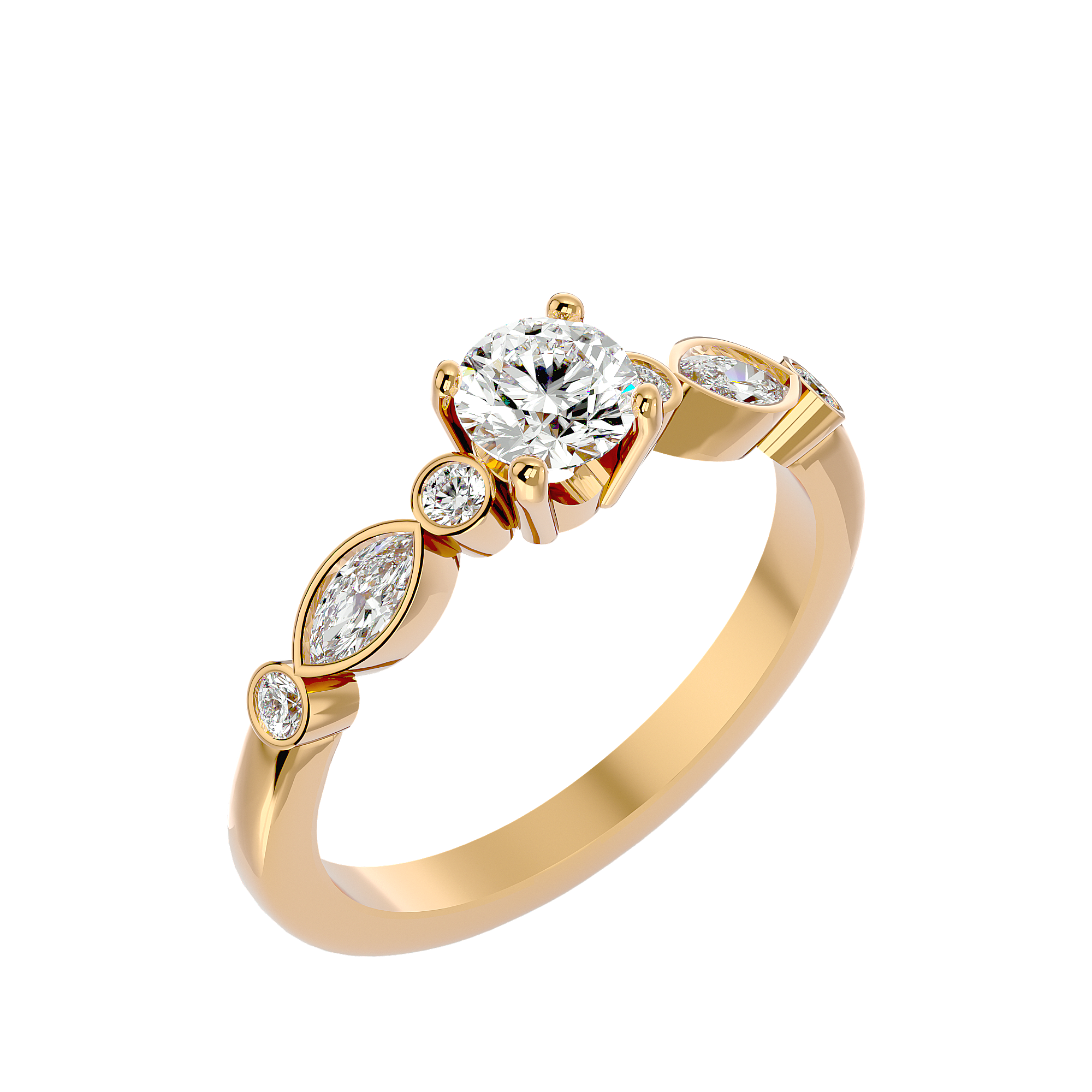 Solitaire & Cluster Marquise Band