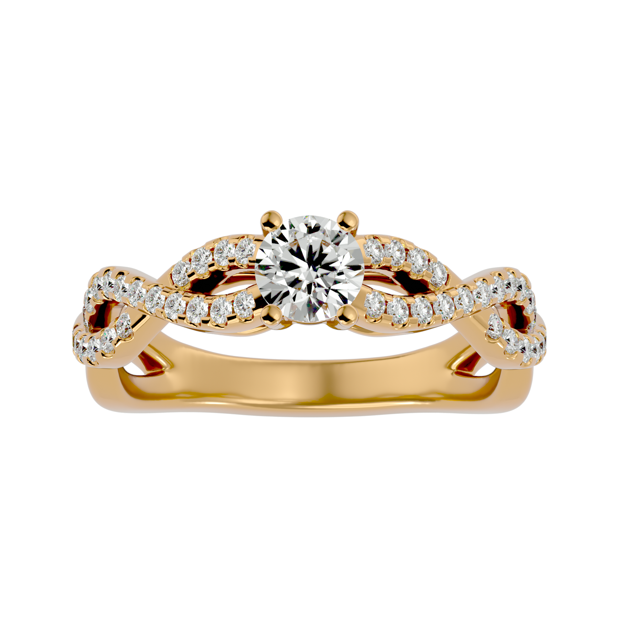 Sparkling braid Solitaire Ring
