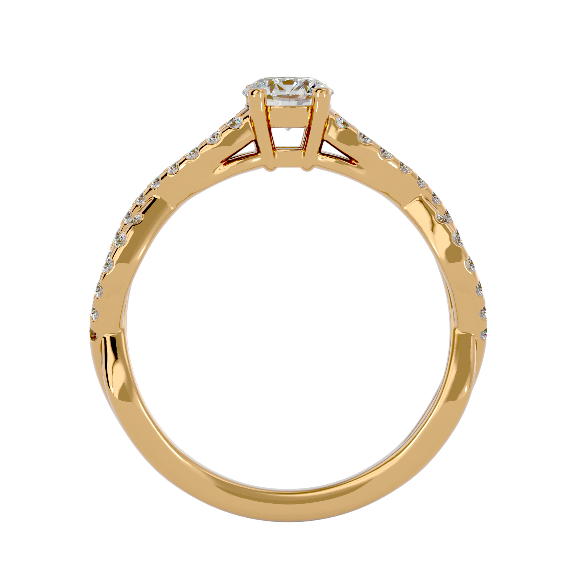 Sparkling braid Solitaire Ring