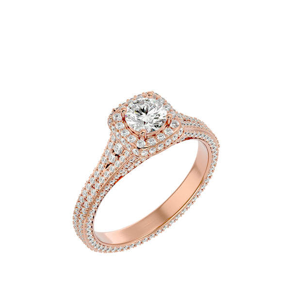 Vintage-Inspired Solitaire Ring with Double Row Accent Diamonds