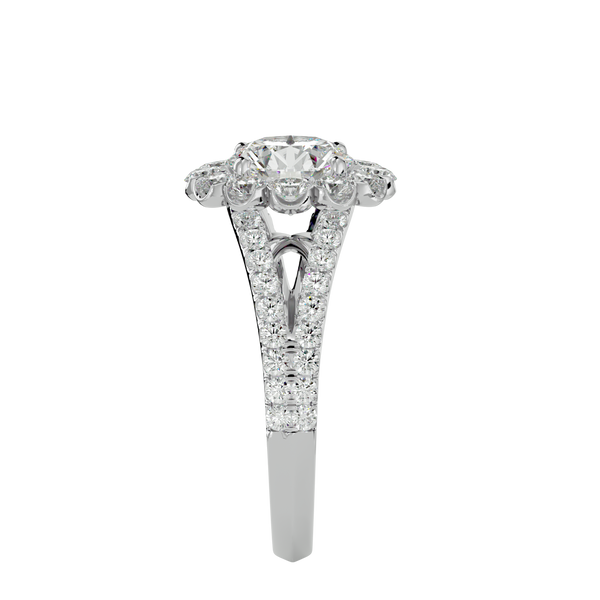 Floral Halo and Split Shank Diamond Ring