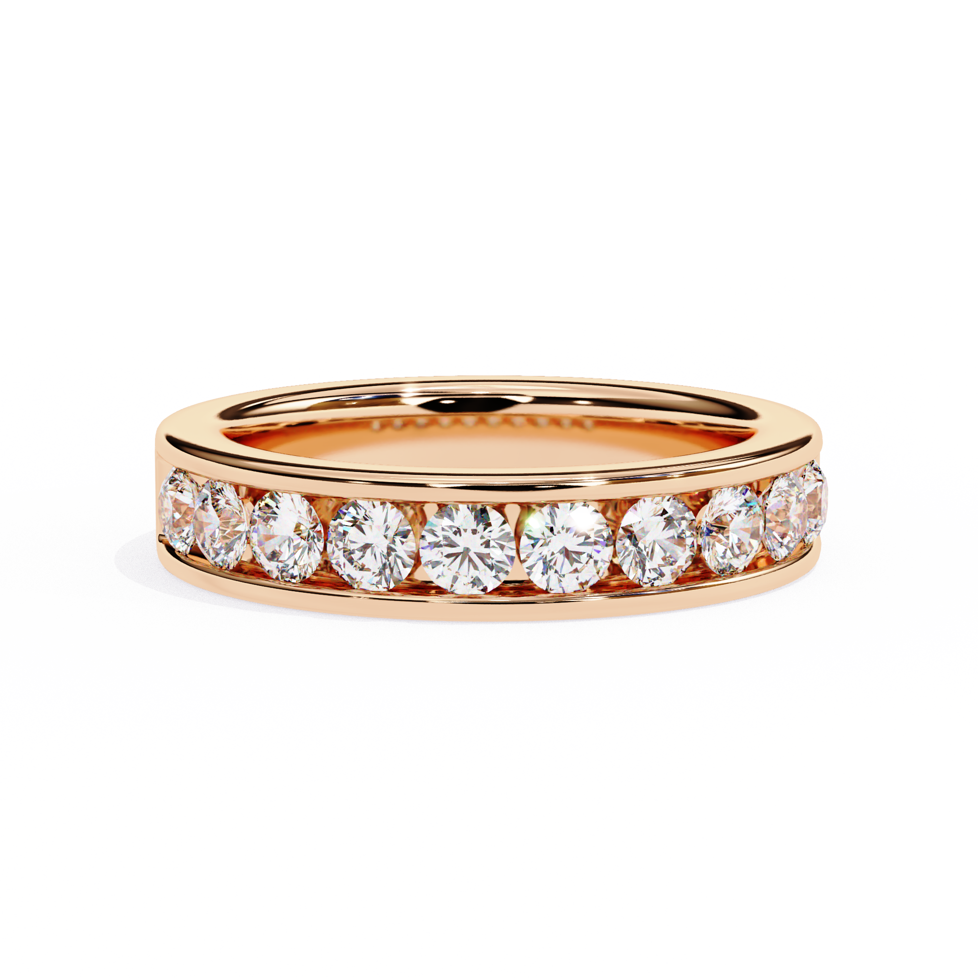 Round Cut Channel Setting Diamond Band for Women
