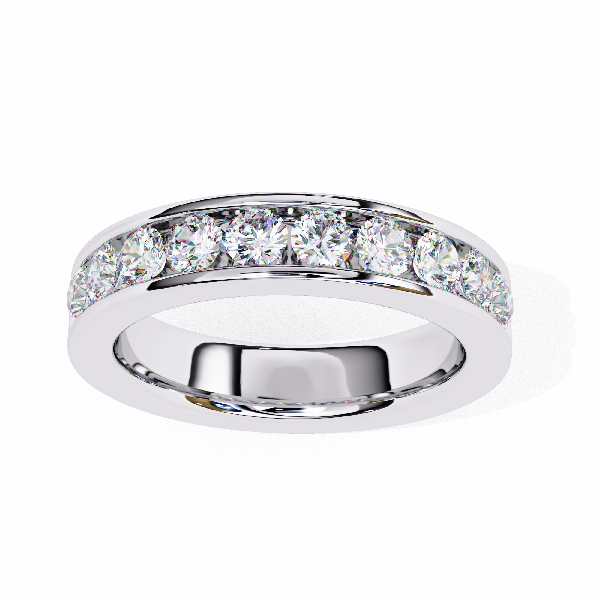 Round Cut Channel Setting Diamond Band for Women