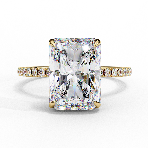 Radiant-Cut Solitaire with Diamond Pave Band