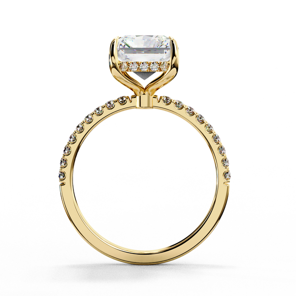 Radiant-Cut Solitaire with Diamond Pave Band