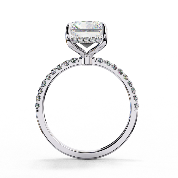 Radiant-Cut Solitaire with Diamond Pave Band