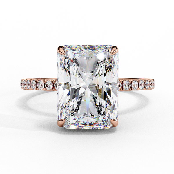 Radiant-Cut Solitaire with Diamond Pave Band