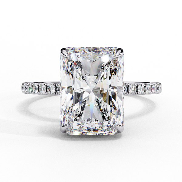 Radiant-Cut Solitaire with Diamond Pave Band