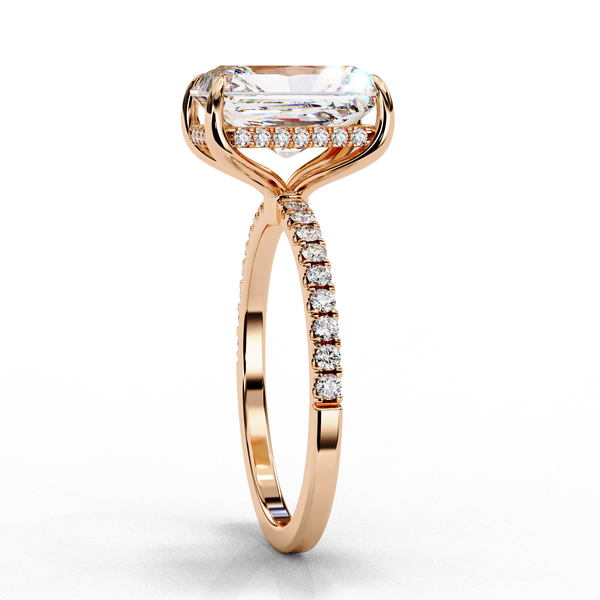 Radiant-Cut Solitaire with Diamond Pave Band