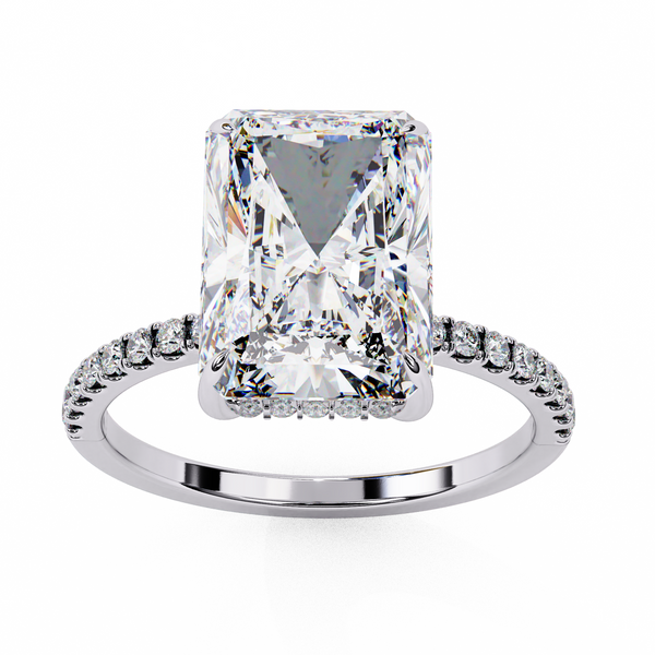 Radiant-Cut Solitaire with Diamond Pave Band