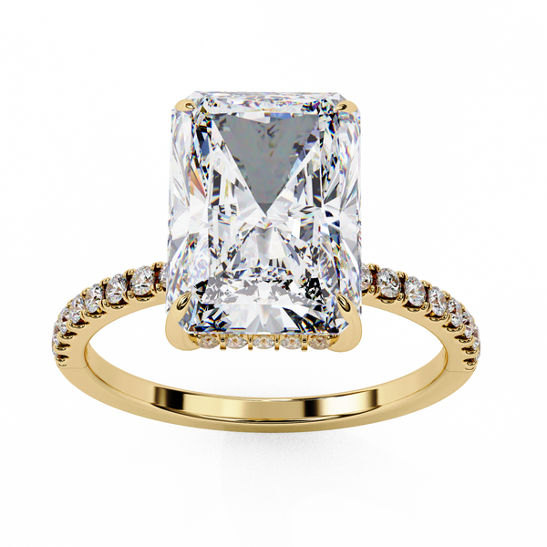 Radiant-Cut Solitaire with Diamond Pave Band