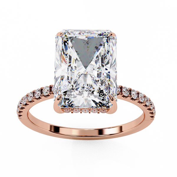 Radiant-Cut Solitaire with Diamond Pave Band