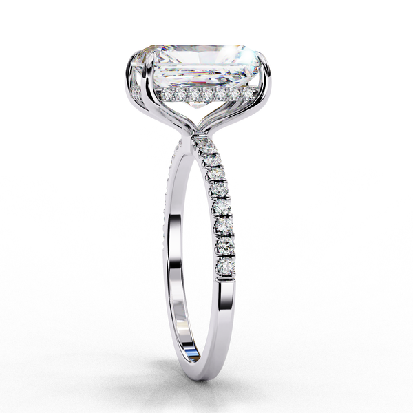Radiant-Cut Solitaire with Diamond Pave Band