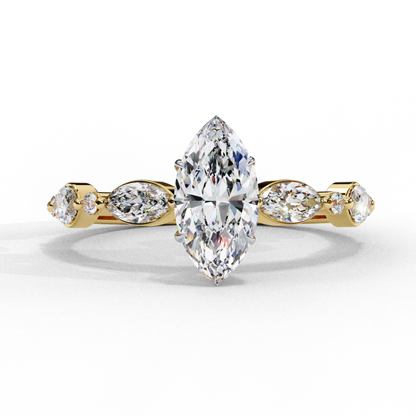 Glinting Petals Marquise Solitaire Ring