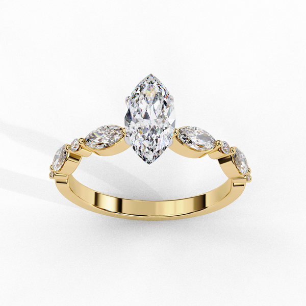 Glinting Petals Marquise Solitaire Ring