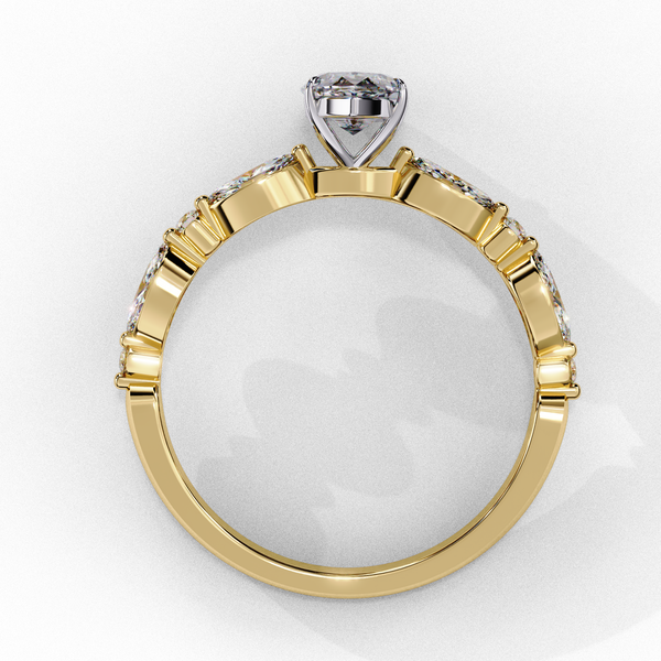 Glinting Petals Marquise Solitaire Ring