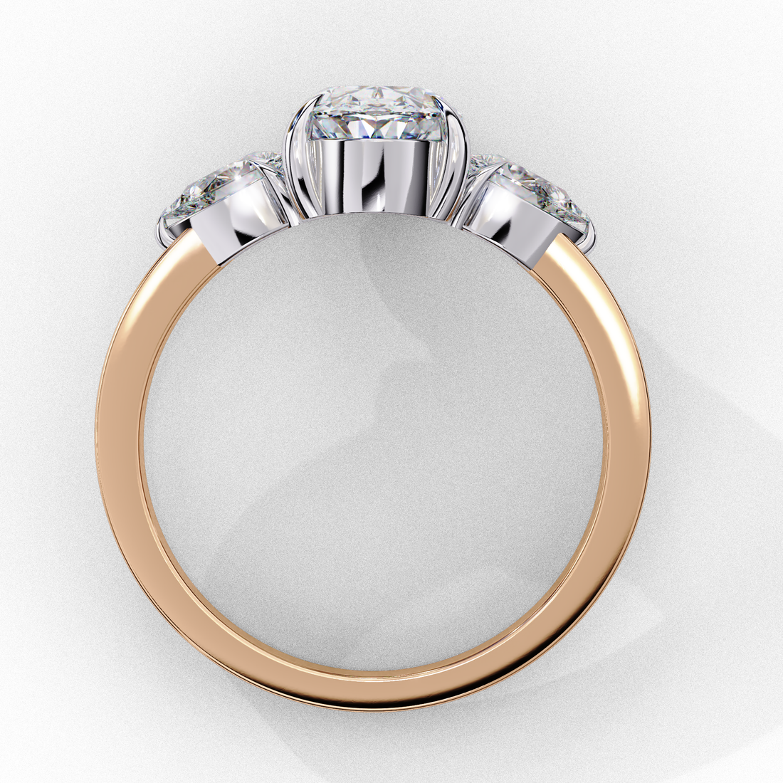 Contemporary Three-Stone Oval Diamond Ring