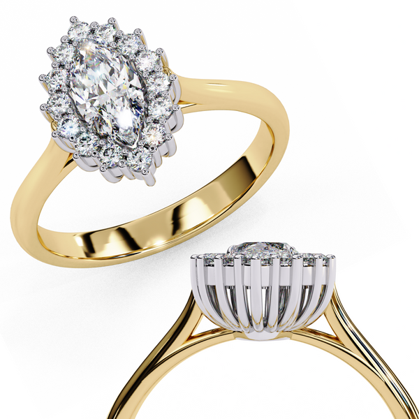 Sparkling Marquise Diamond Halo Ring for a Timeless Look