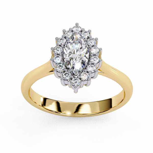 Sparkling Marquise Diamond Halo Ring for a Timeless Look