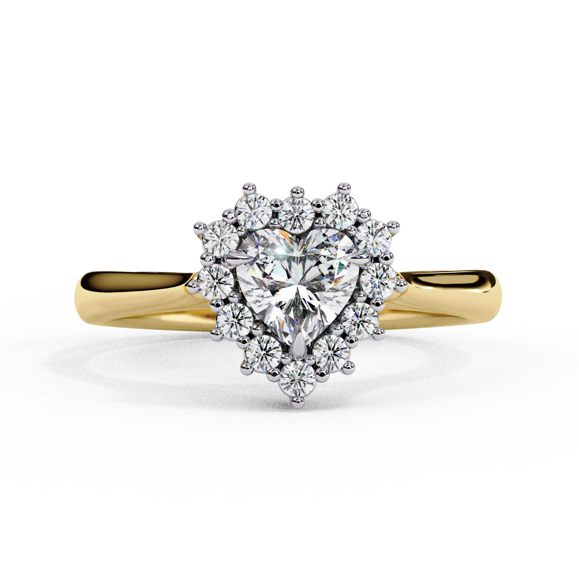 Sparkling Heart Cut Diamond Halo Ring