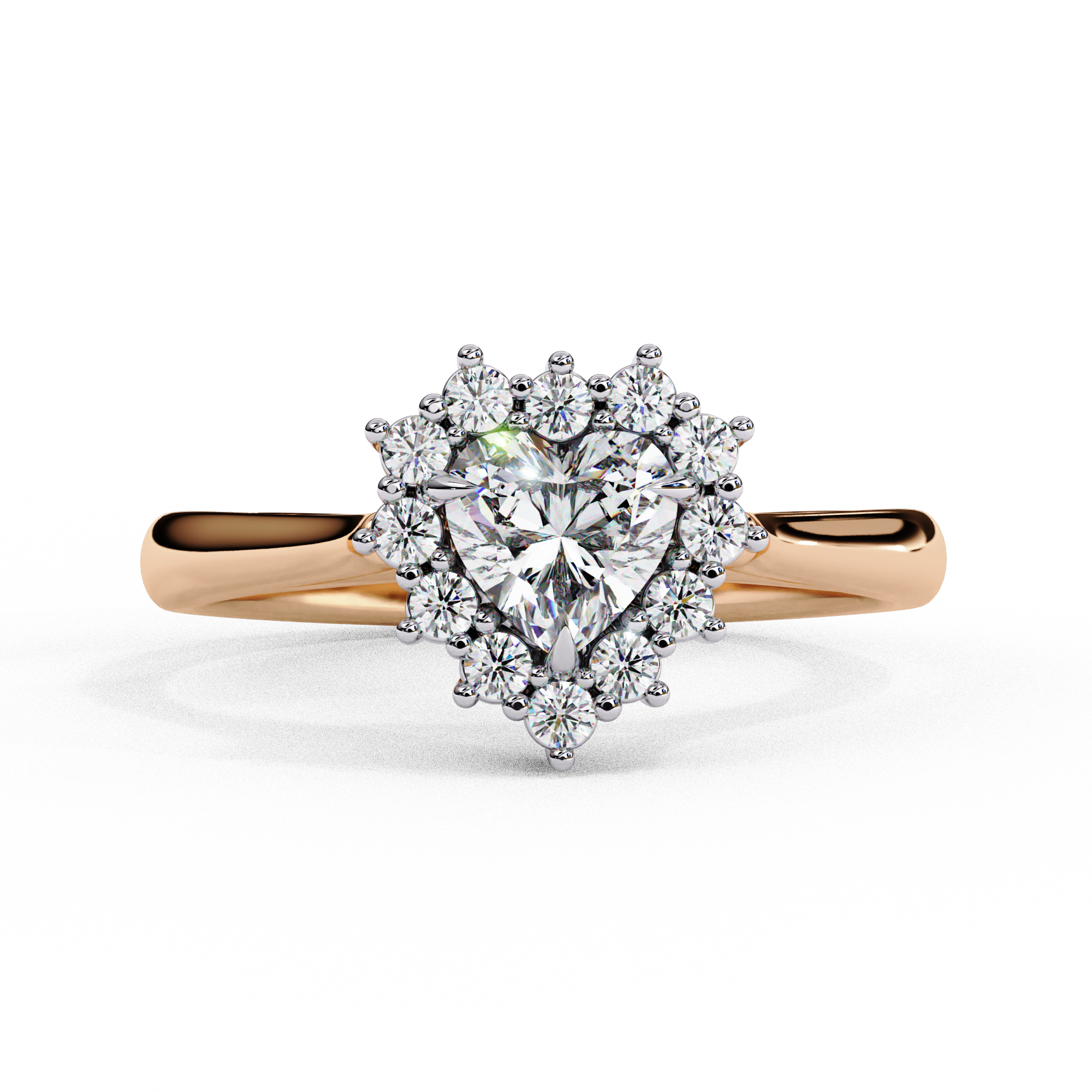 Sparkling Heart Cut Diamond Halo Ring
