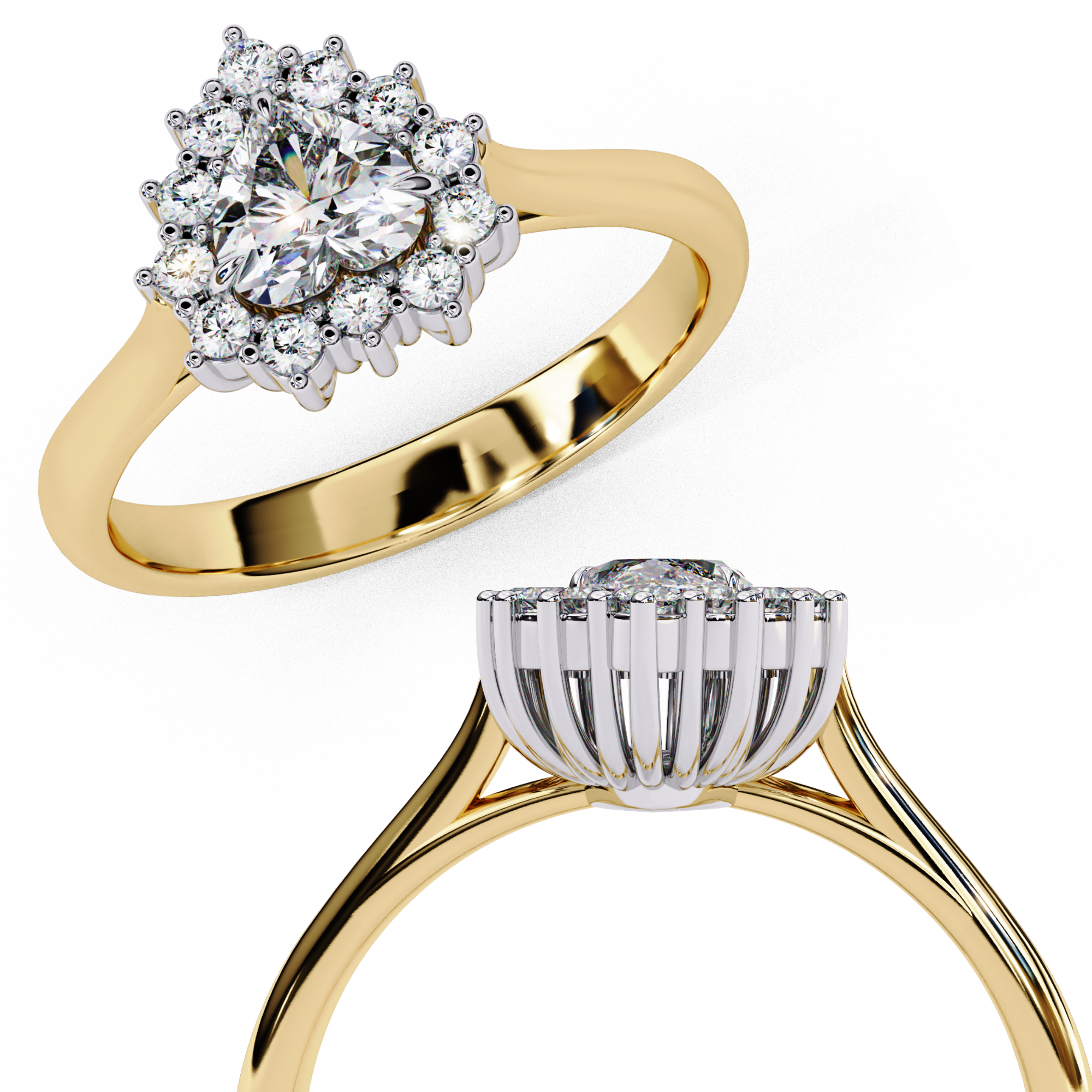 Sparkling Heart Cut Diamond Halo Ring