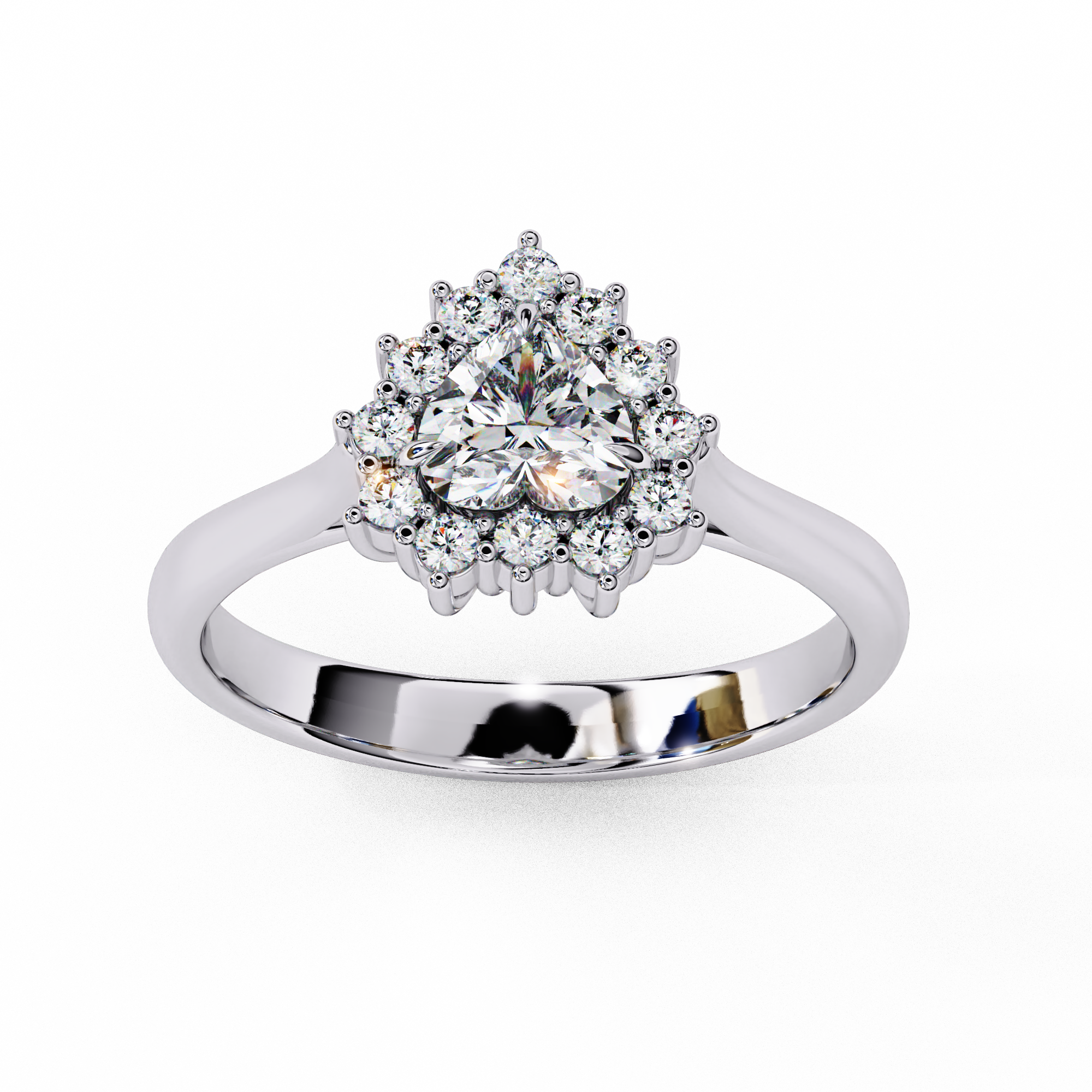 Sparkling Heart Cut Diamond Halo Ring