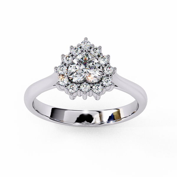 Sparkling Heart Cut Diamond Halo Ring