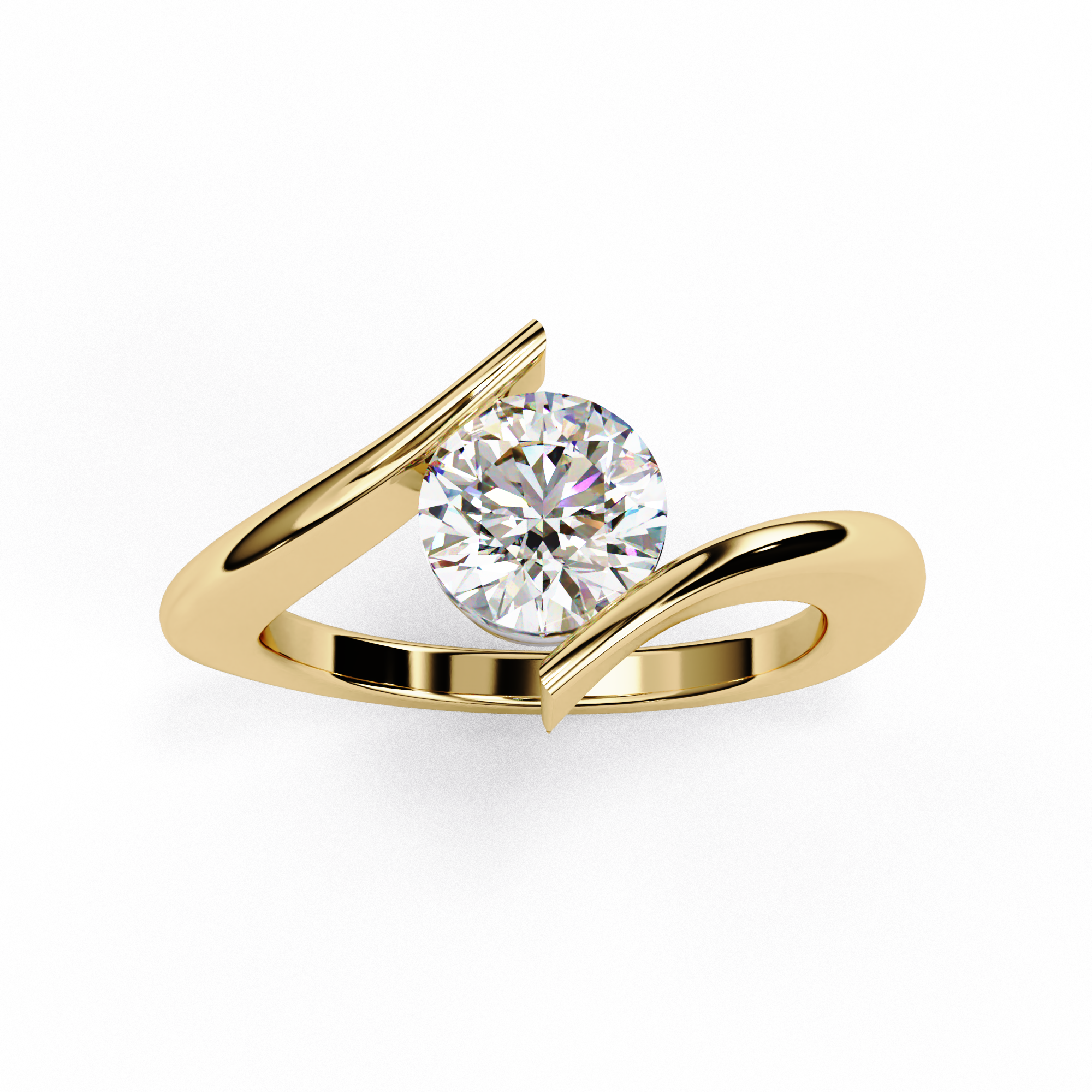 Modern Tension Set Diamond Ring