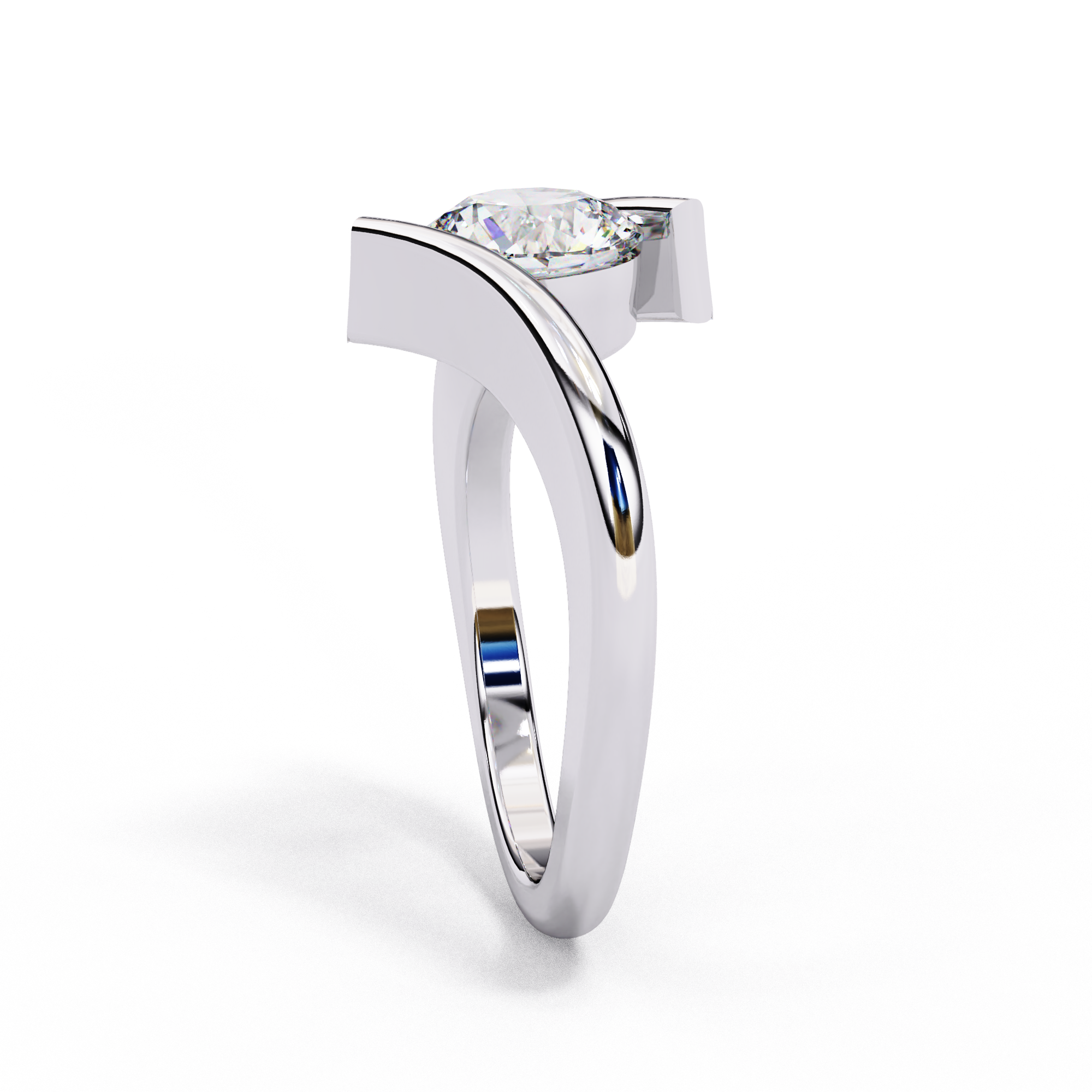 Modern Tension Set Diamond Ring