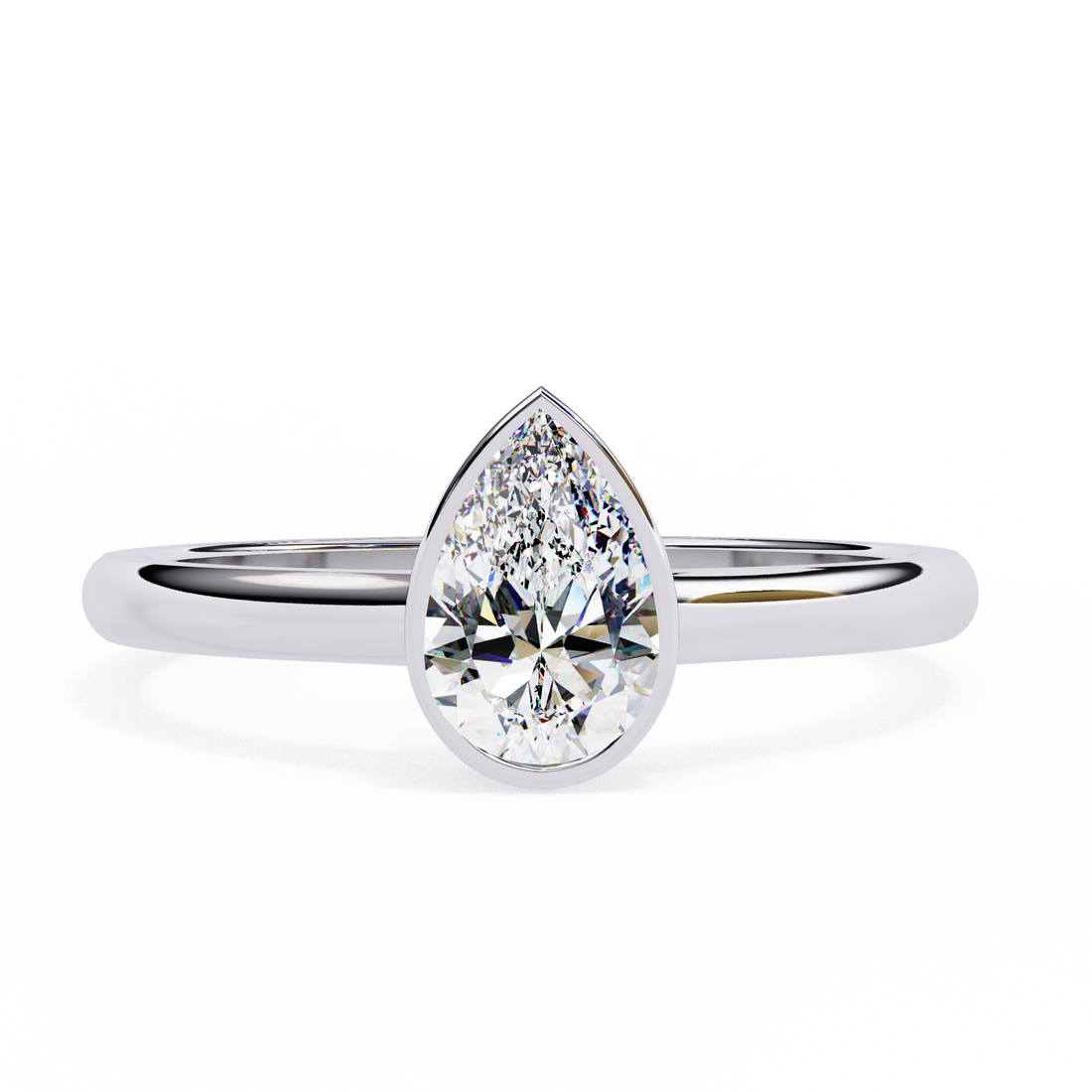 Bezel Set Pear Cut Diamond Ring