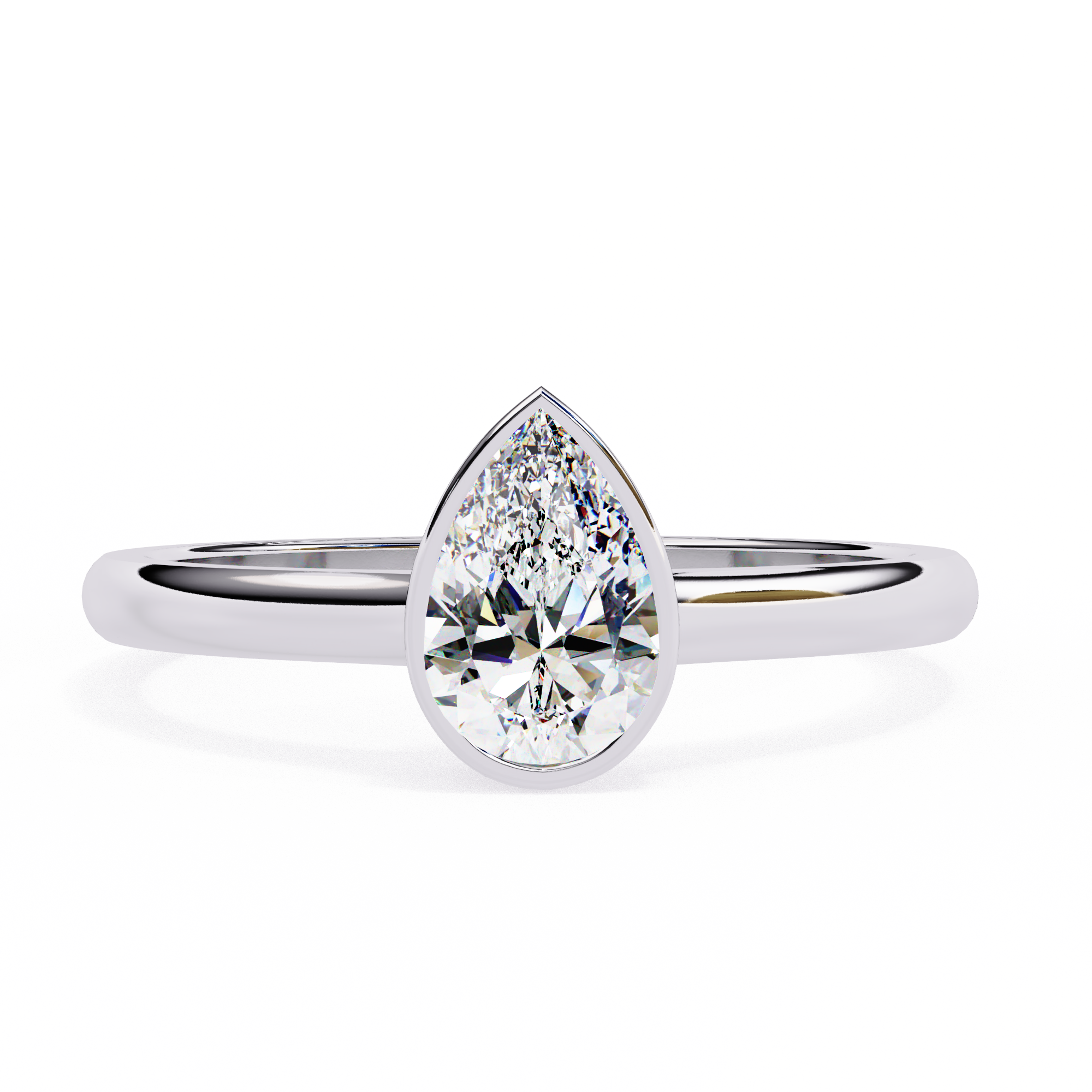 Bezel Set Pear Cut Diamond Ring
