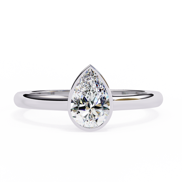 Bezel Set Pear Cut Diamond Ring