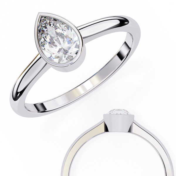 Bezel Set Pear Cut Diamond Ring