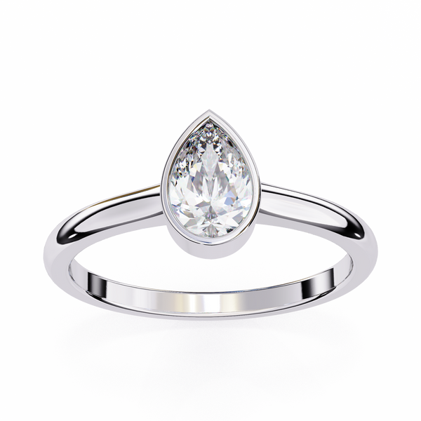 Bezel Set Pear Cut Diamond Ring