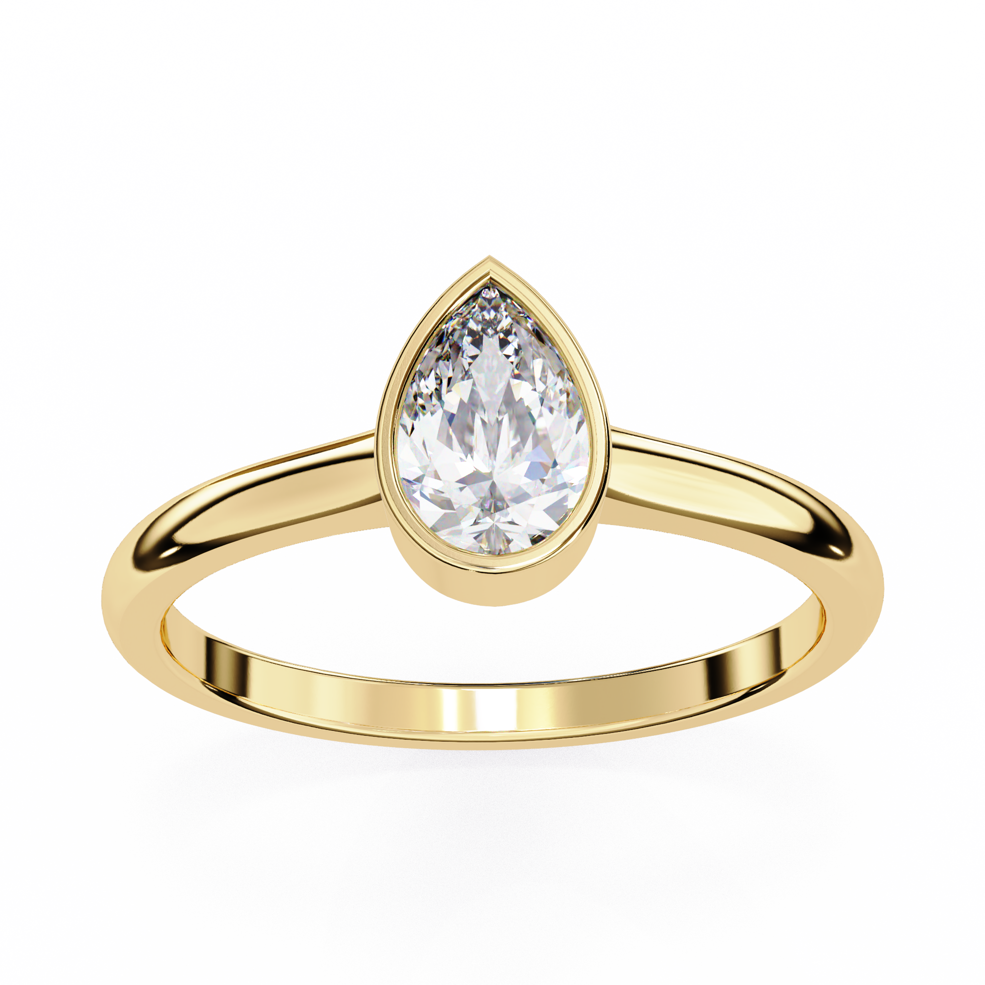 Bezel Set Pear Cut Diamond Ring