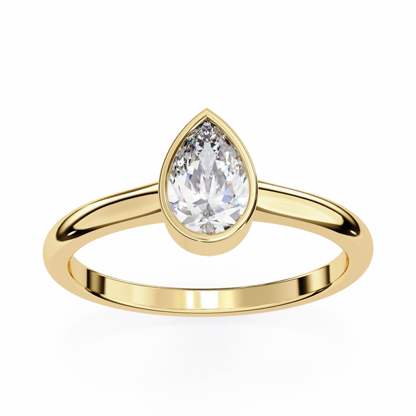Bezel Set Pear Cut Diamond Ring