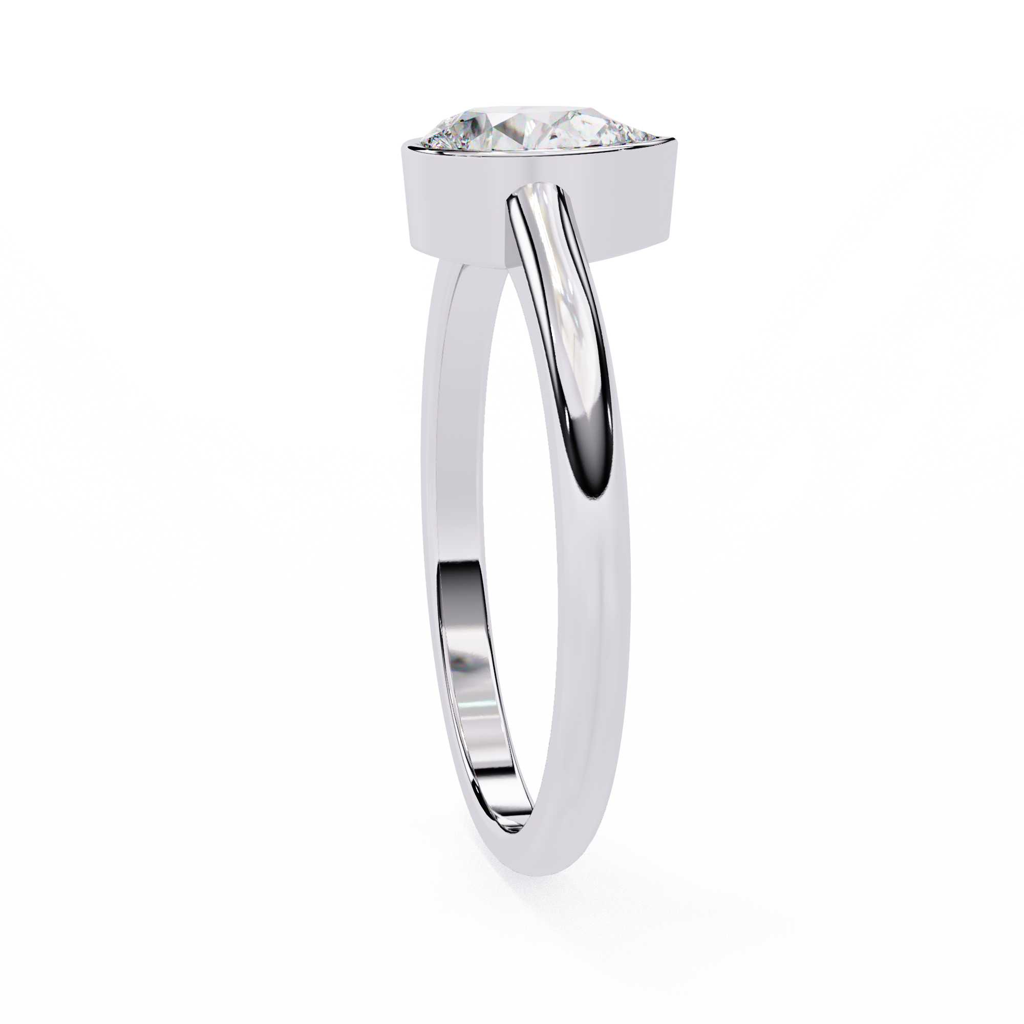 Bezel Set Pear Cut Diamond Ring