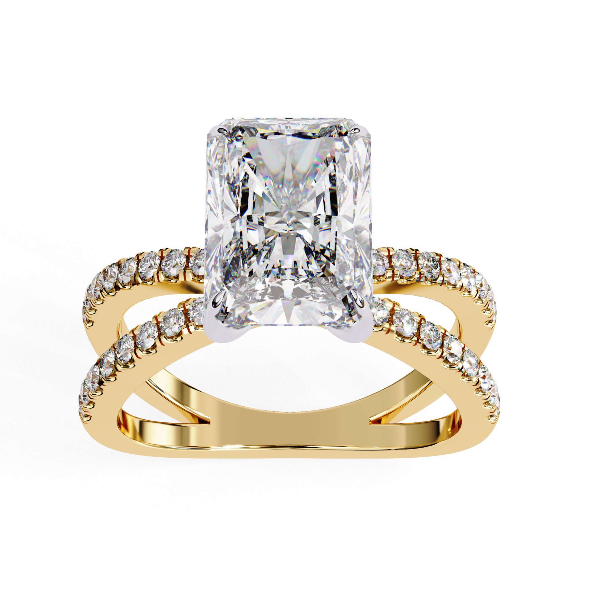 Elegant Split Shank Radiant Cut Engagement Ring