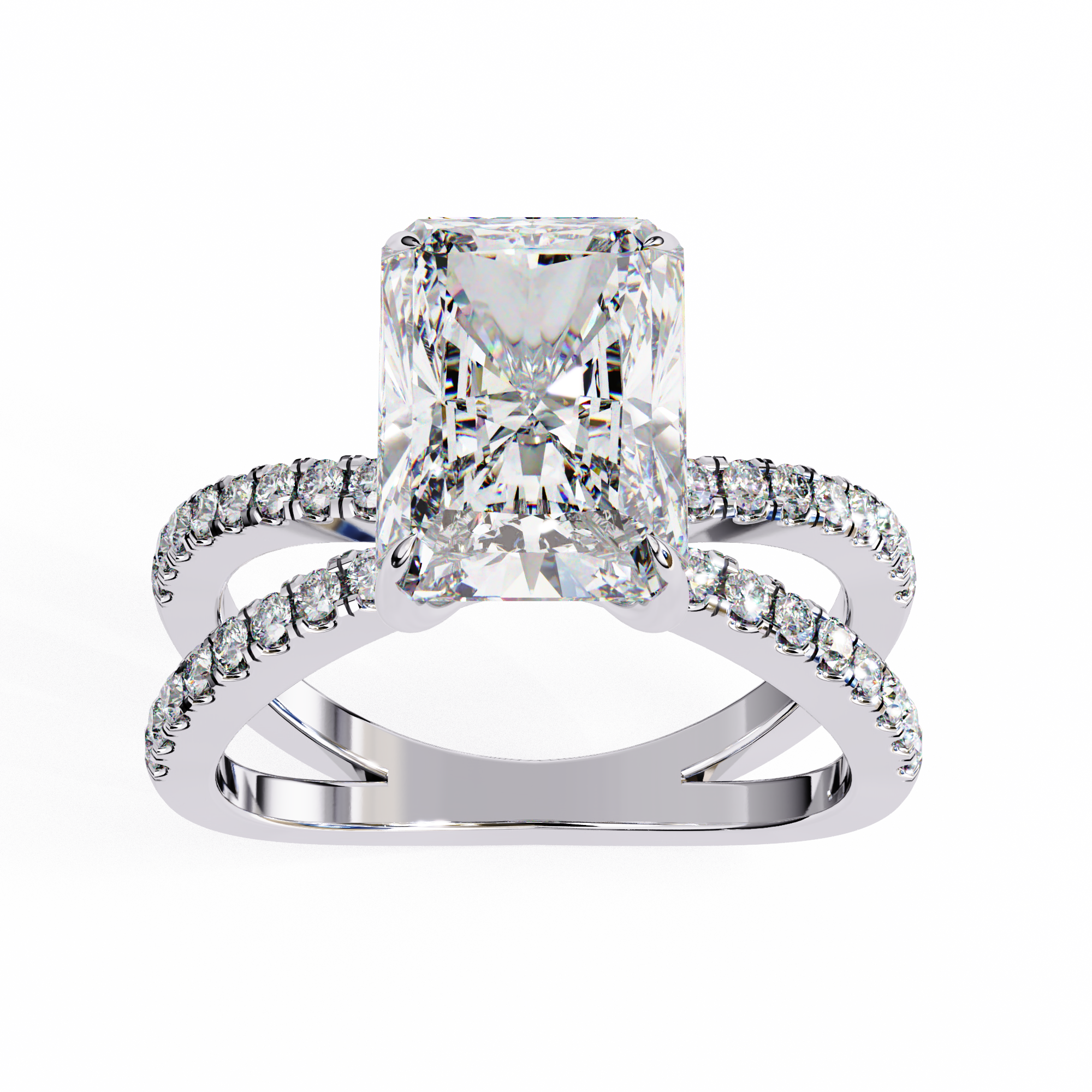 Elegant Split Shank Radiant Cut Engagement Ring