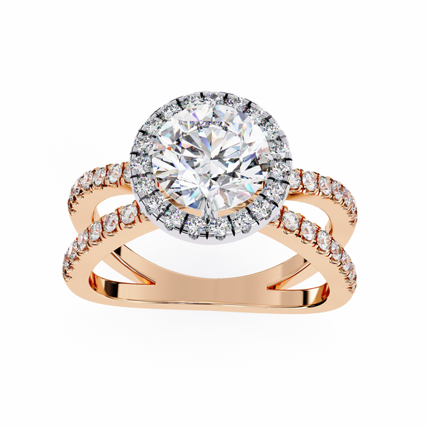 Halo Diamond Engagement Ring with Pave Band