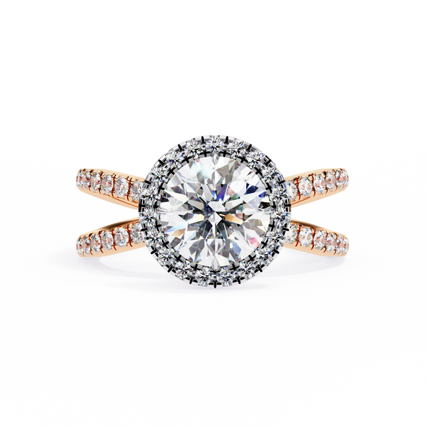 Halo Diamond Engagement Ring with Pave Band