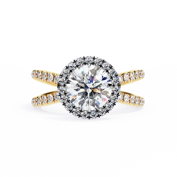 Halo Diamond Engagement Ring with Pave Band