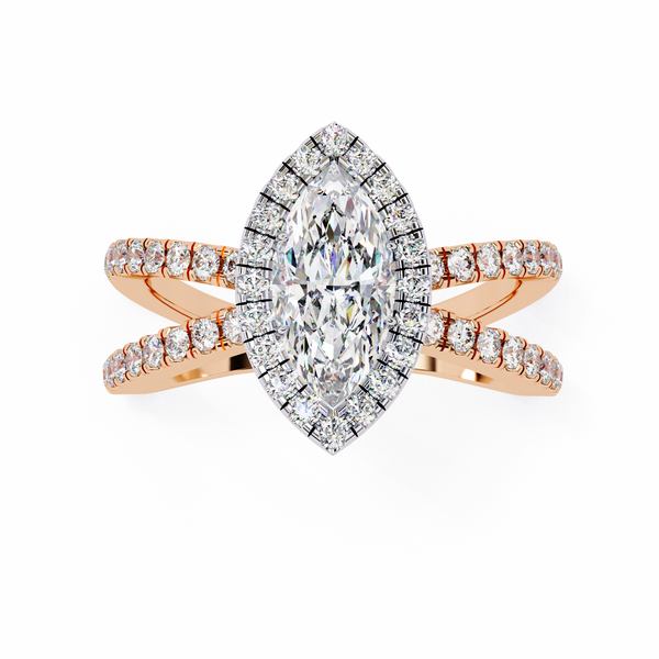 Halo Split Shank Engagement Ring