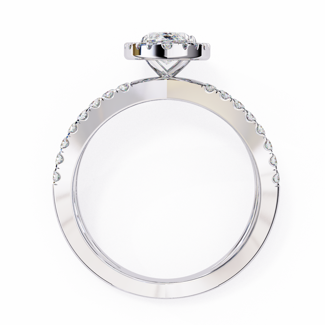 Halo Split Shank Engagement Ring