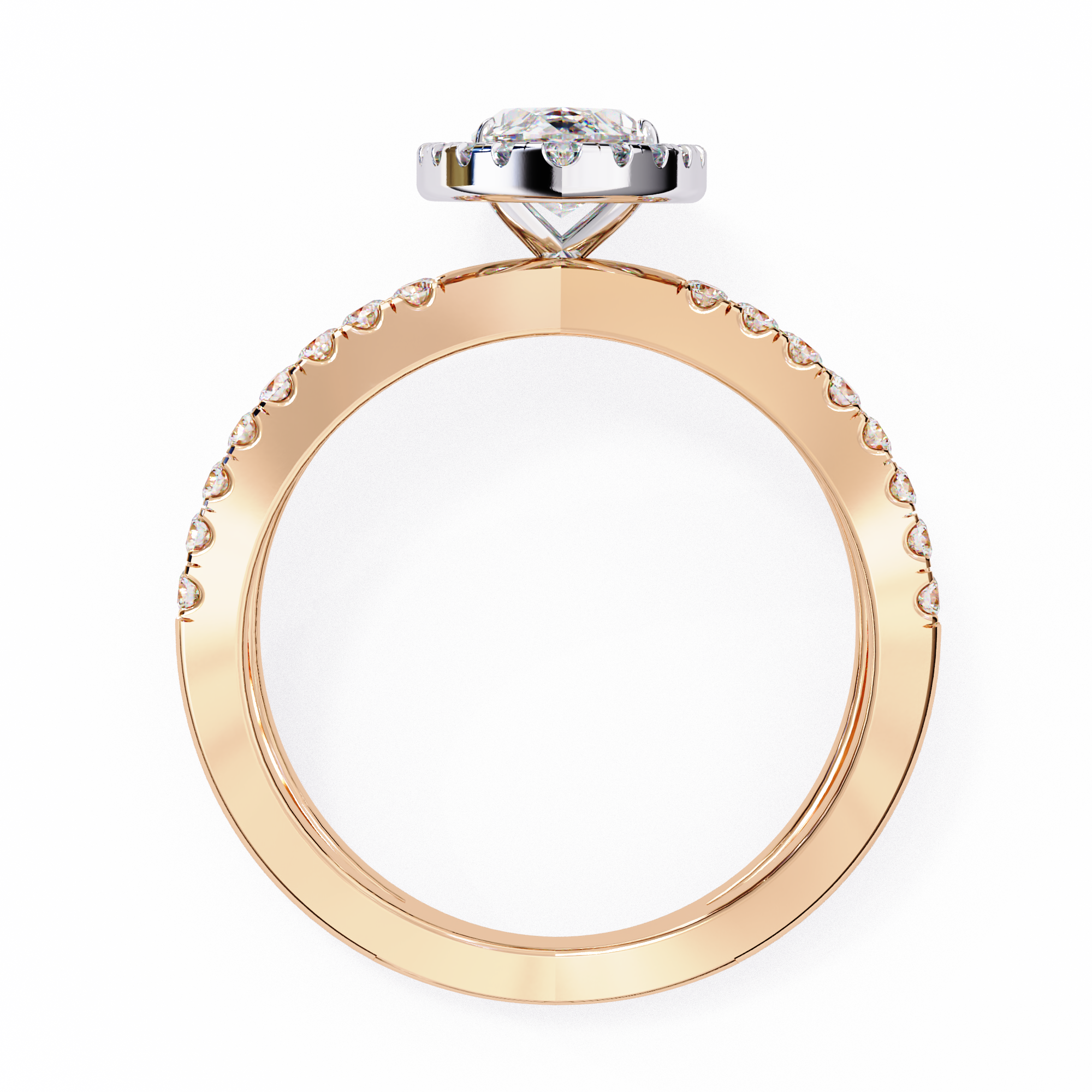 Halo Split Shank Engagement Ring