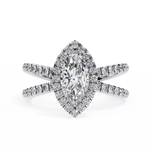 Halo Split Shank Engagement Ring