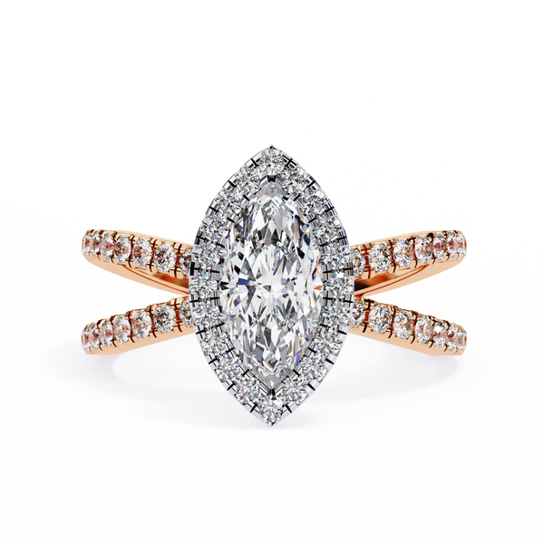 Halo Split Shank Engagement Ring